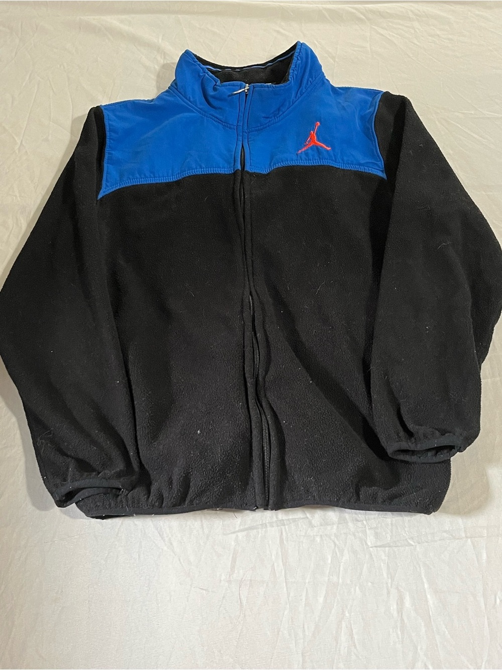 Jordan Black Fleece Jacket with Blue Yoke and Red Jumpman Boys Size Large 14/16